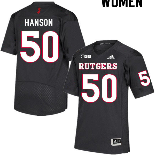 Women #50 CJ Hanson Rutgers Scarlet Knights College Football Jerseys Sale-Black